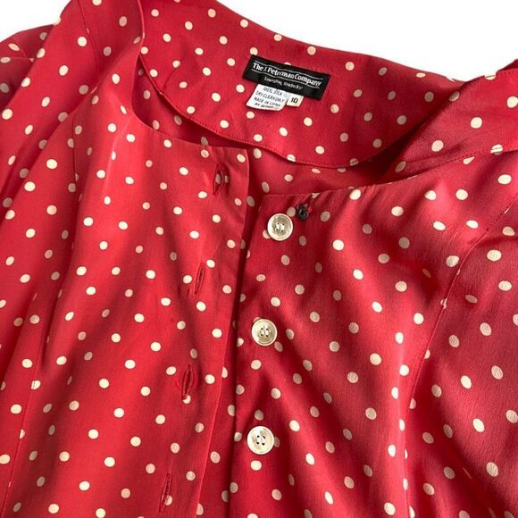 RARE Vintage J. Peterman Company '40s Style Silk Polka-Dot Dress - Picture 6 of 16